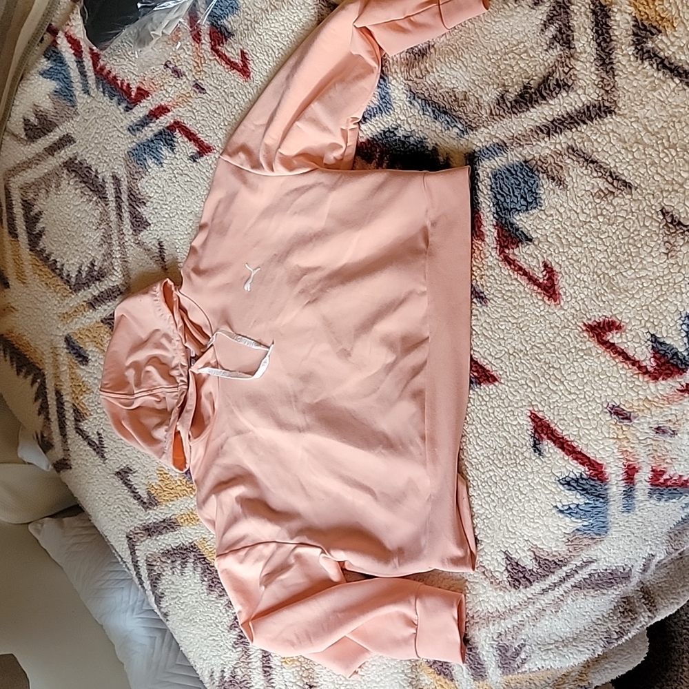 Coral Pink Cropped Puma Hoodie